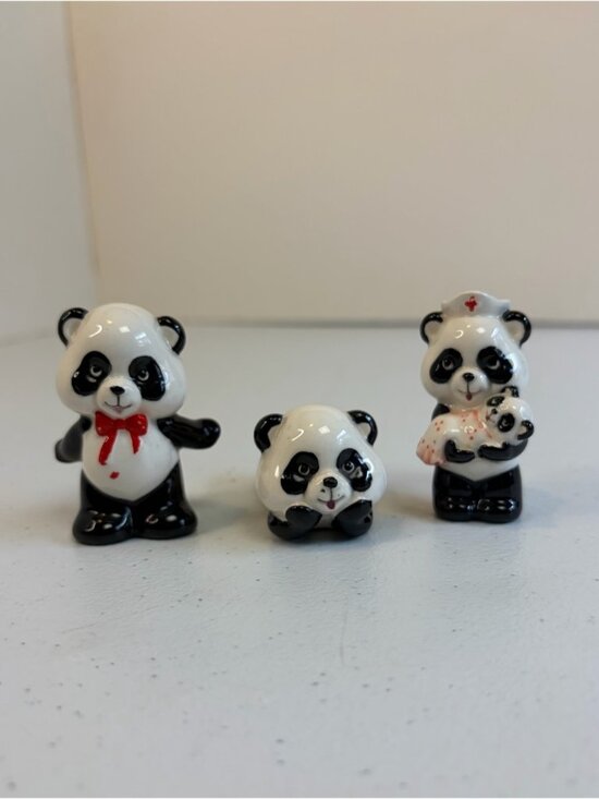 Other - Vintage 1960s Japan Porcelain Panda Bear Set Figurine kitsch 60s Nurse gift
